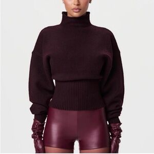 Naked Wardrobe Deep Burgundy Turtleneck Sweater